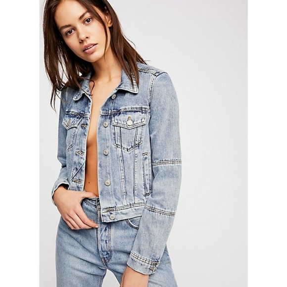 Free People Rumors Denim Jacket Light Indigo - Picture 1 of 8